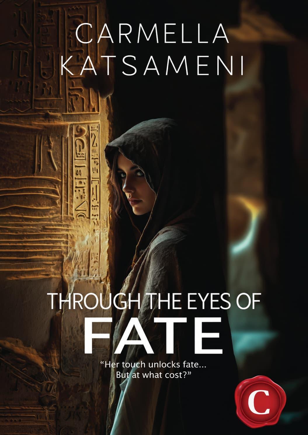 Through the eyes of Fate book cover, Με τα μάτια της Μοίρας εξώφυλλο, Καρμέλα Κατσαμένη, Carmela Katsamenis, CarmelasBooks, Carmelas books, Carmela's books, carmelasbooks.com, ebook, ebooks, e-book, e-books, flipbook, flip book